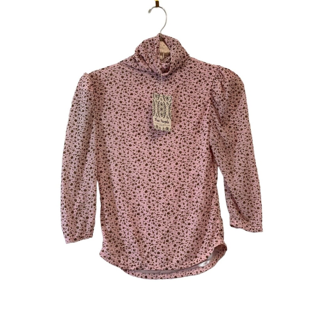 Free People Women’s Lavender Combo Color 3/4 Sleeve Gathered Tee Sample New XS